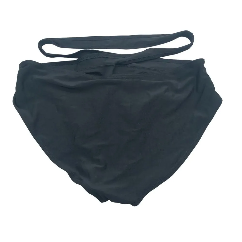 Womens Bikini Bottom Wrap Around Brief Black L Size L - Image 2