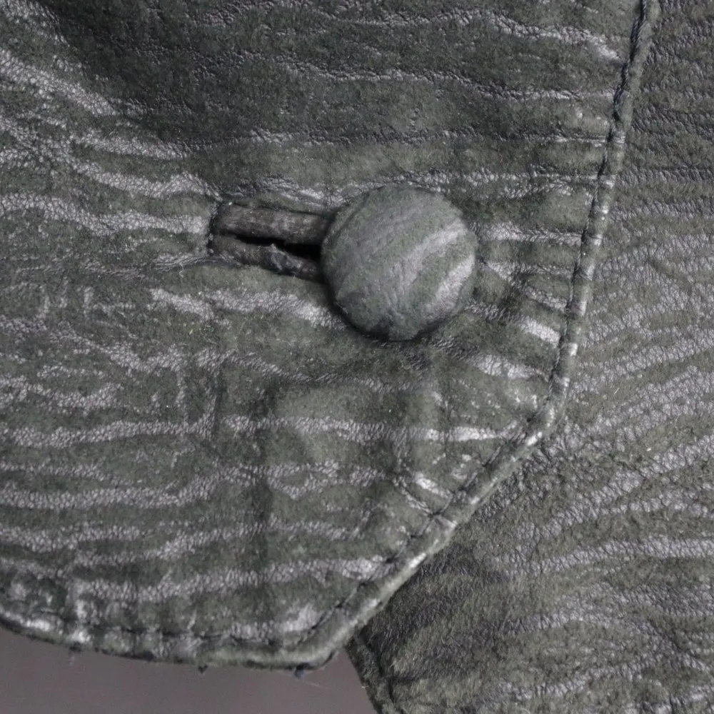 Ladies' Vintage Pelle Cuir Textured Leather Cropped Jacket Medium Black - Image 12