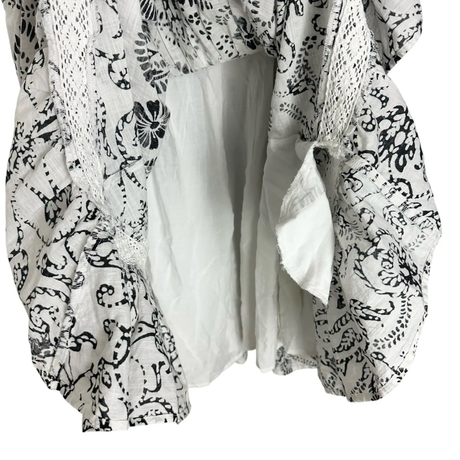 Maeve by Anthropologie Flutter-Sleeve Babydoll White Black Floral Mini Dress S - Image 13