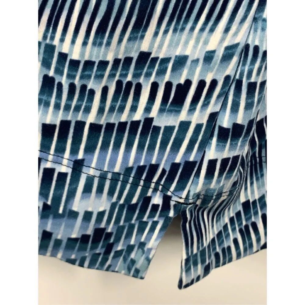 Chico's Women's Bell Sleeve Petite Cool-Toned Wave-Print Top Blue Medium NWOT - Image 5