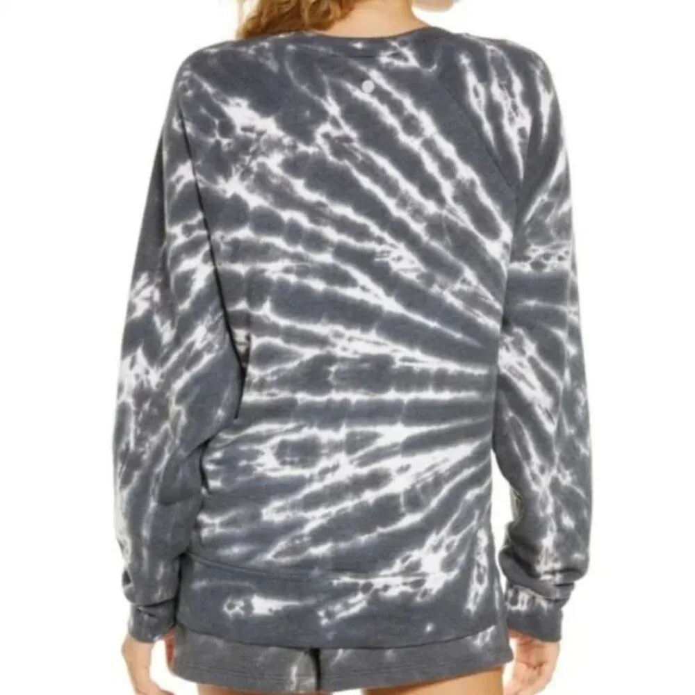 Zella Tie Dye Haze Sweatshirt Gray White Loungewear Cozy Relax Small Long Sleeve - Image 6
