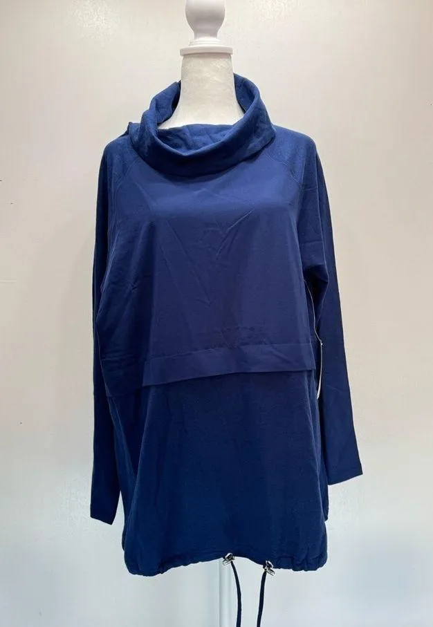 Chico’s Zenergy Mixed Knit Pullover Long Sleeve Top in Tonga Navy Blue 1/M - Image 3