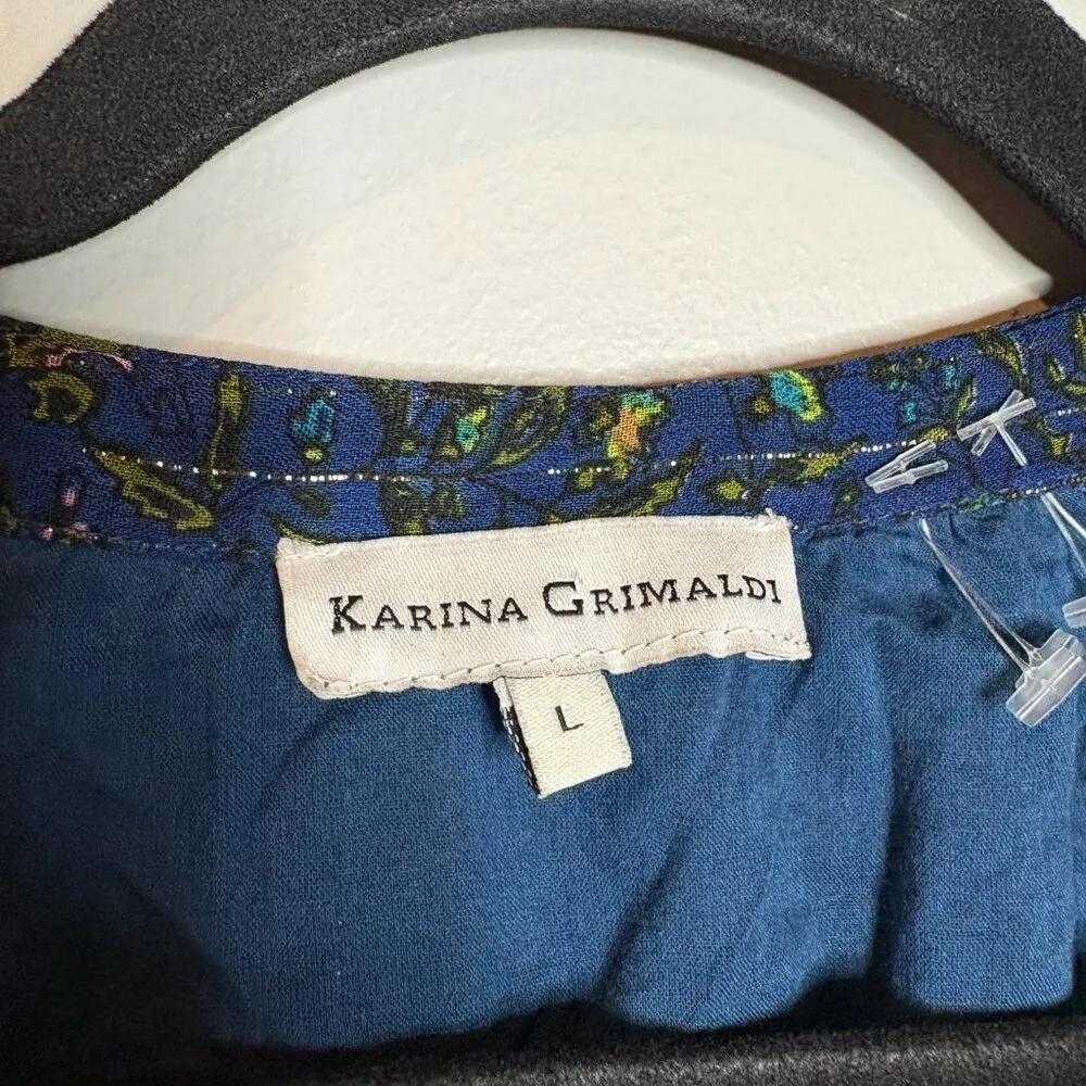 Karina Grimaldi blue patterned long sleeve dress - Image 3