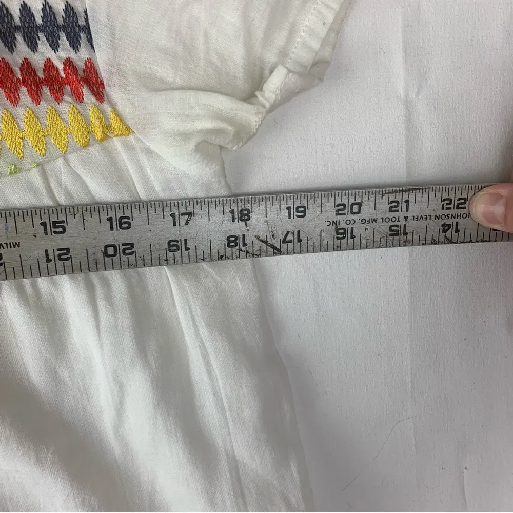 Funky People women's medium White Top with Colorful Accents granny square pocket - Image 9