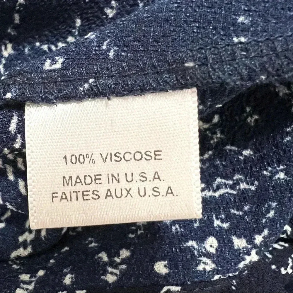 MISA Los Angeles Kaia off shoulder Crop Top Blouse shirt Ruffled tiered Navy S - Image 8