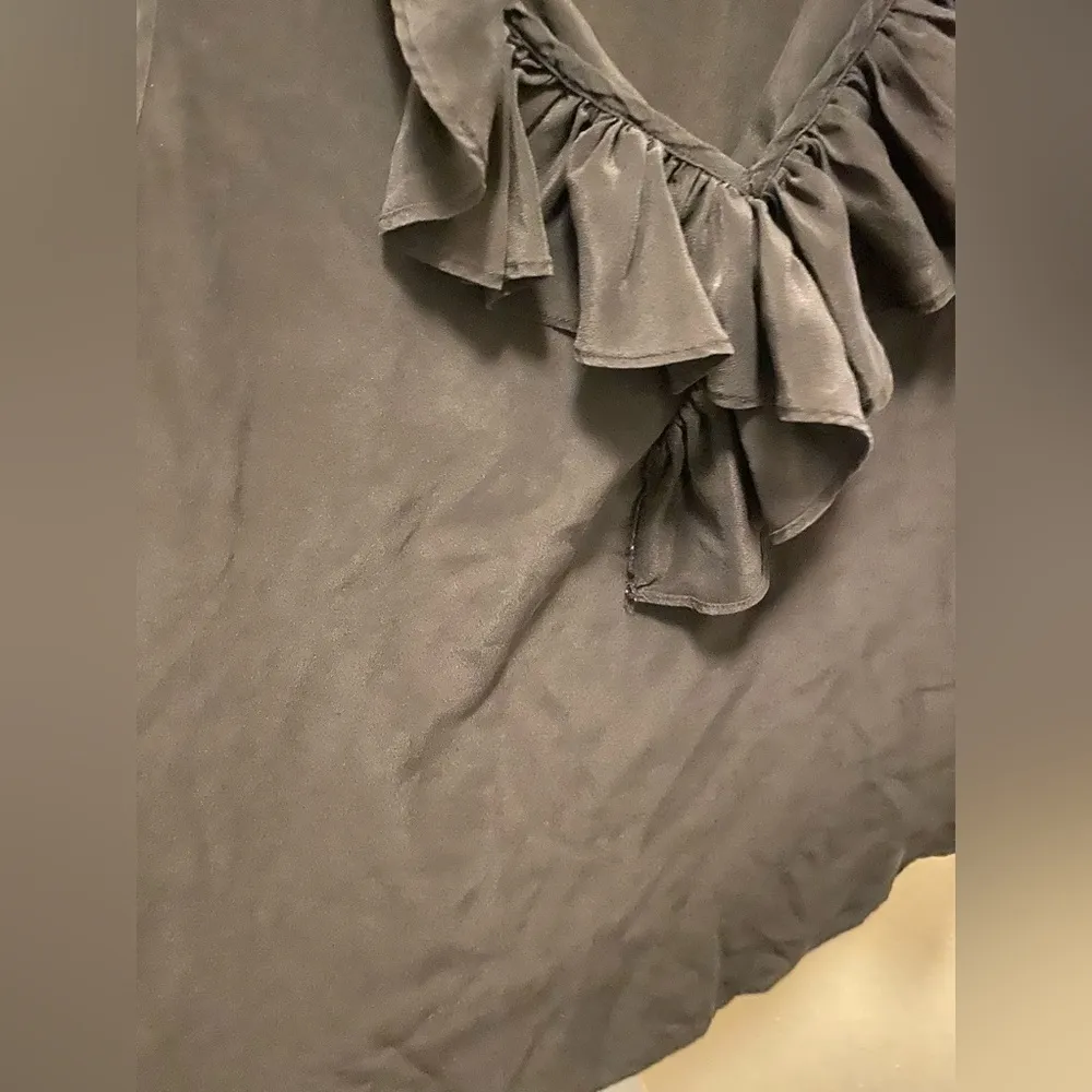 Maeve Black Ruffle Silk Sleeveless Blouse. - Image 4