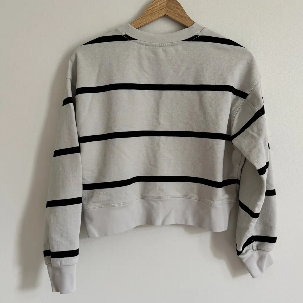 NEW Lululemon Perfectly Oversized Cropped Crew Stripe Sweater Size 2 Cream NWOT - Image 6