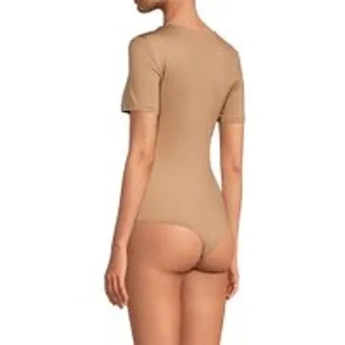 Gianni Bini Carmel Brown Crew Short Sleeve Bodysuit Thong Back Shape wear size s - Image 2