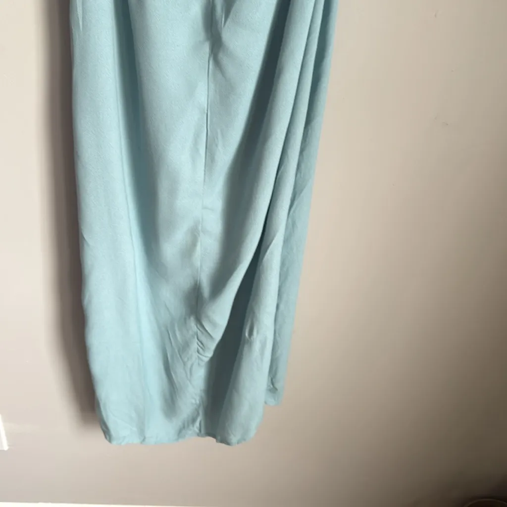 Reformation 'Kiwi' Turquoise Blue Asymmetrical Cutout High Slit Dress 4 - Image 8