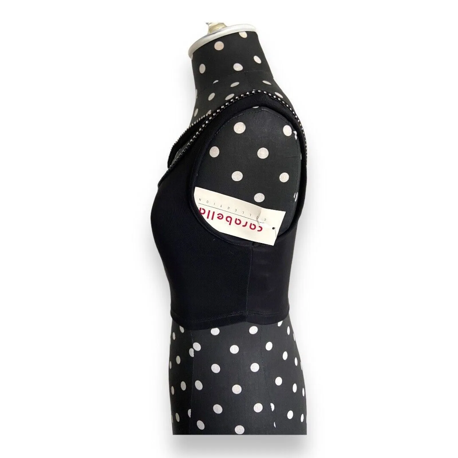 Carabella Womens Top Sz‎ S Black Rhinestones One Shoulder Crop Cropped NEW - Image 4