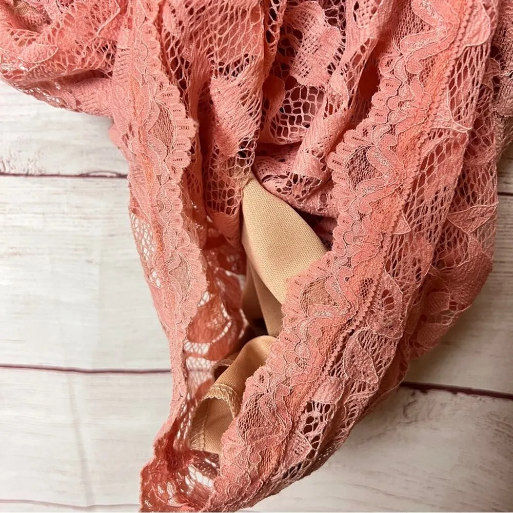Dulce Carola Women's Soft Blush Pink Lace Open Back Dress Sz S - Image 6