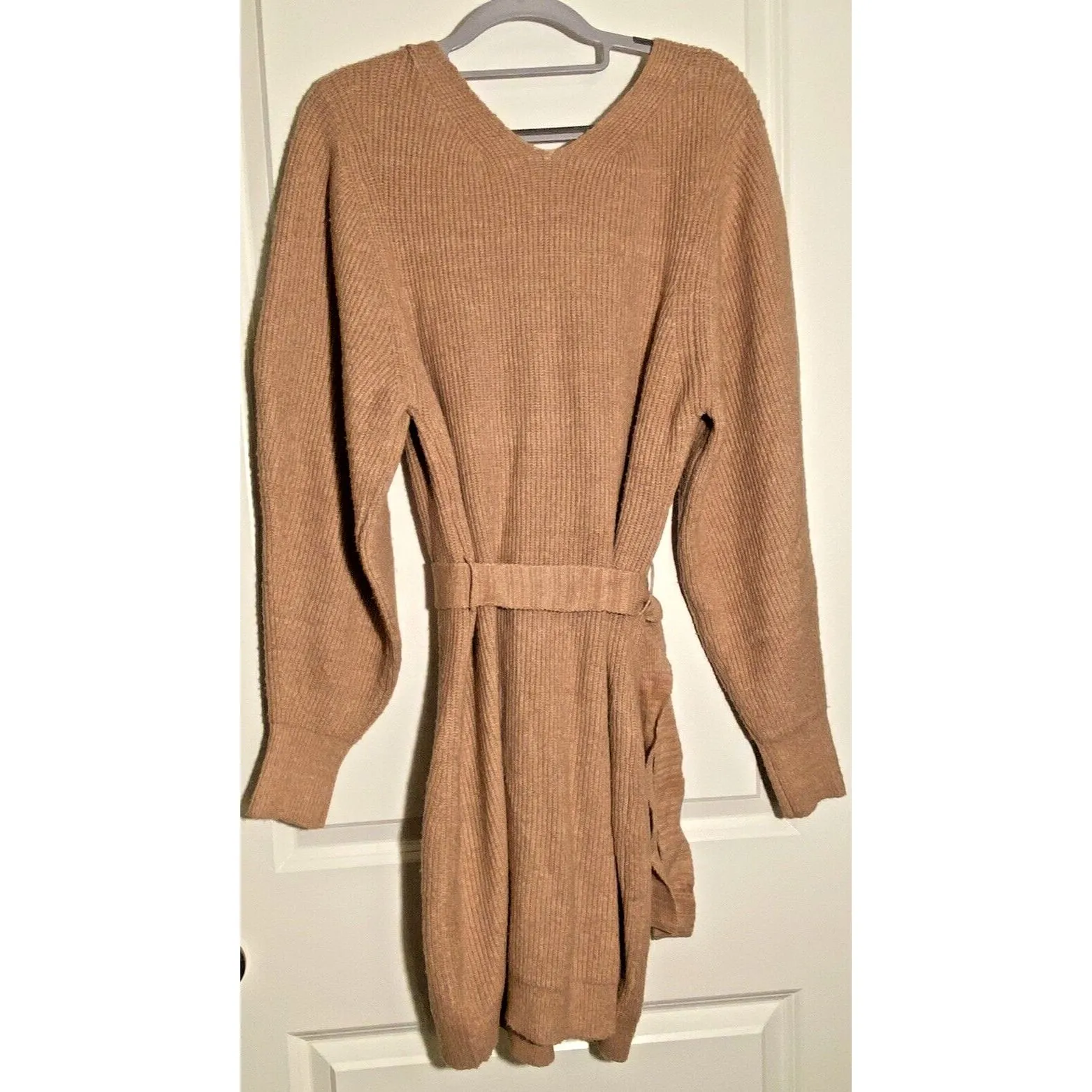 Free People Sienna Pink Wrap Knit Belted Sweater‎ Dress Large NWOT - Image 4