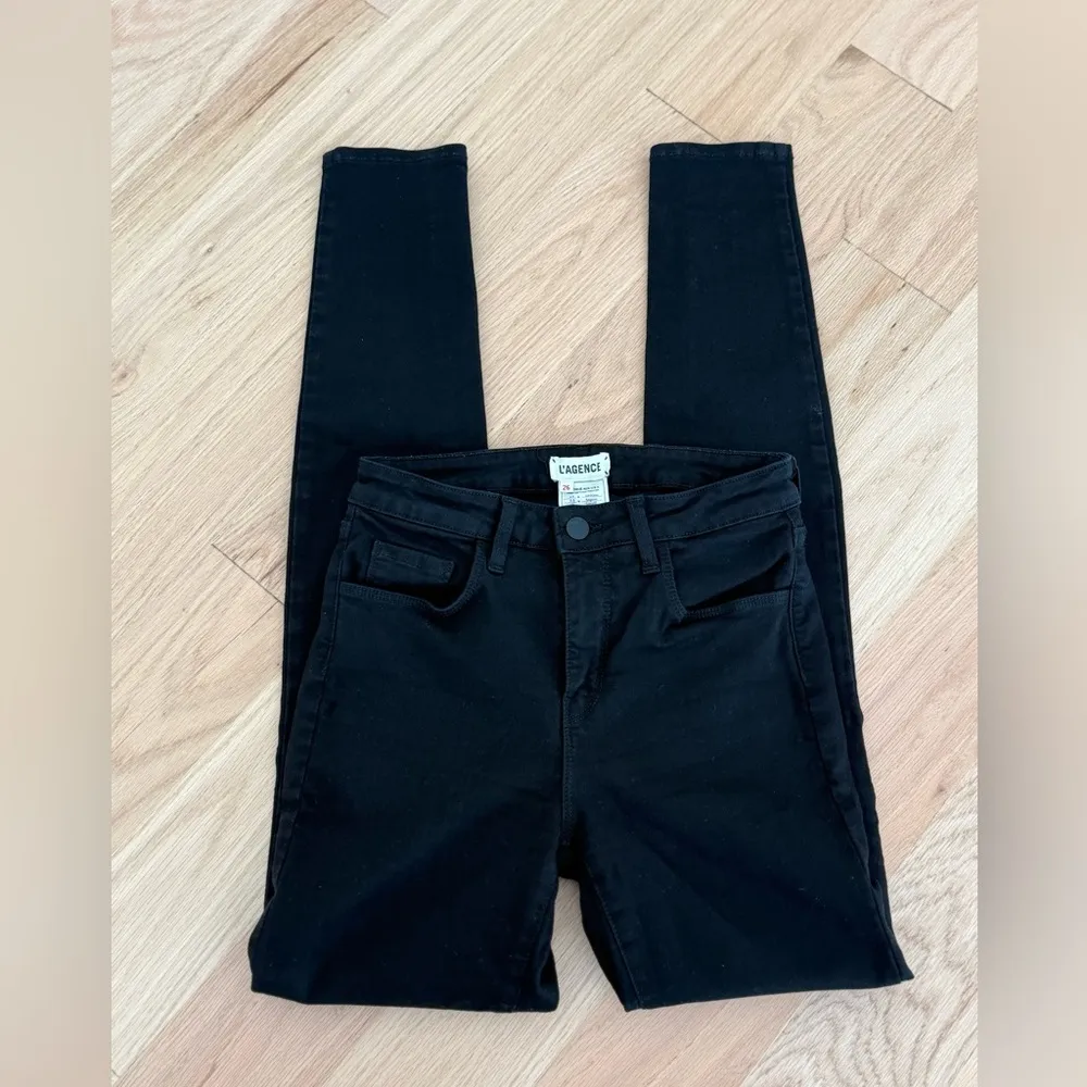 L'AGENCE Classic Black Denim L’Agence Margot Skinny Jeans size 26 - Image 4