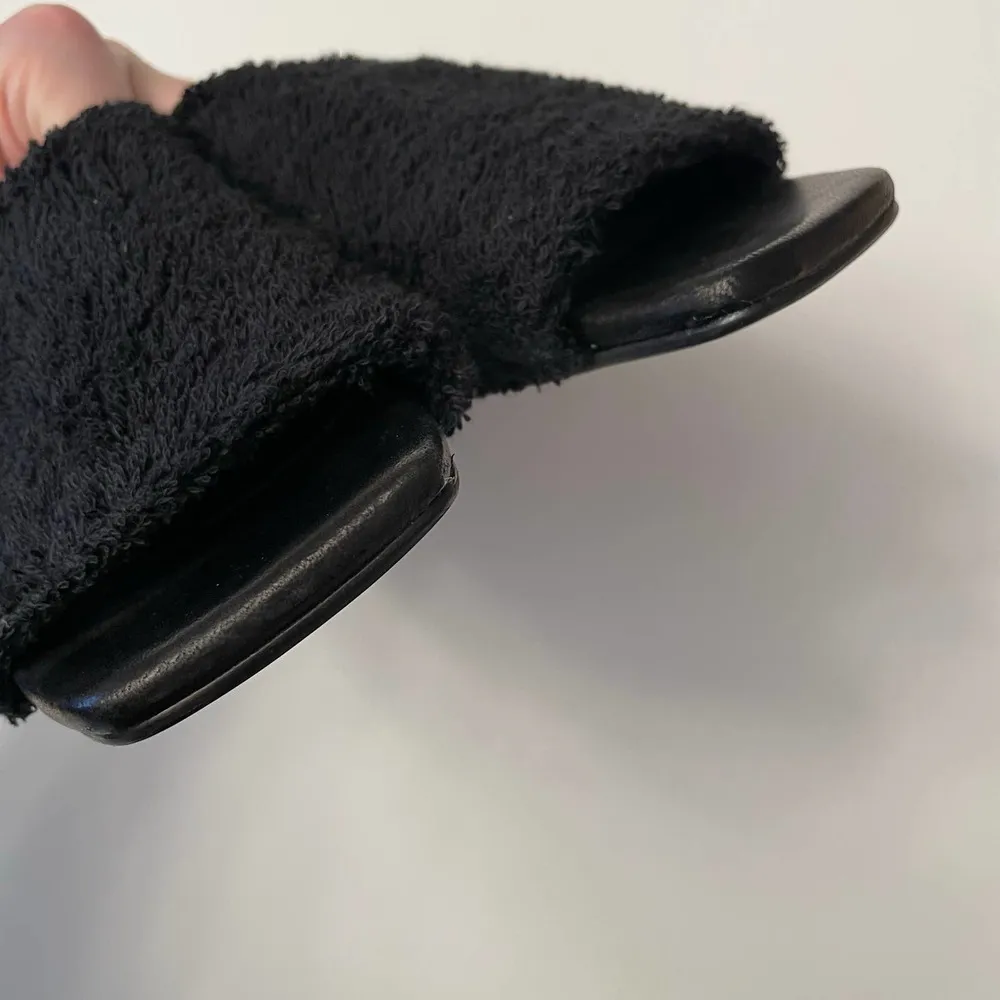 NWOB MIISTA London Wendy Black Towel Mule Sandals Size 37 Shoes Square Toe - Image 11