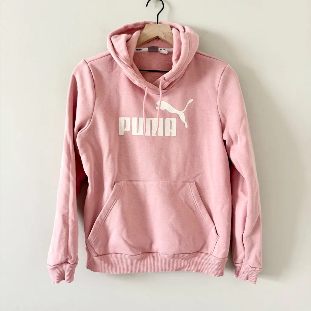 PUMA Women's Long Sleeve Hoodie Sweatshirt in Light Pink Size L - Image 2
