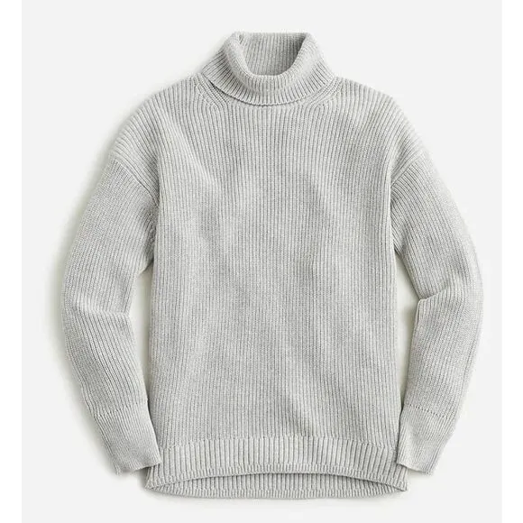 NWOT J Crew Ribbed‎ cotton-cashmere relaxed turtleneck sweater, gray, XS - Image 4