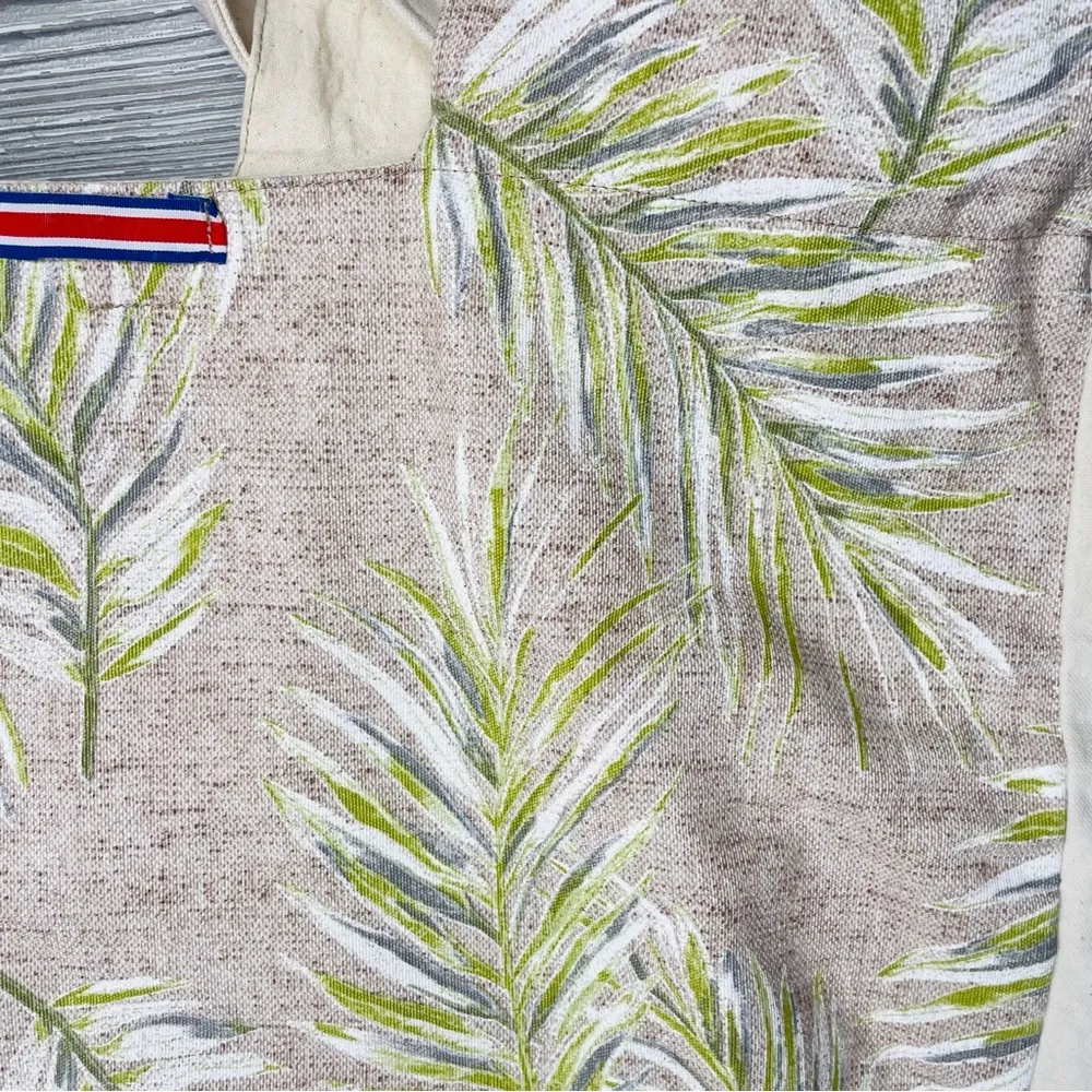 Cotton cloth tote bag purse beach bag w/ baby sloth painting in teacup tropical Blue - Image 5