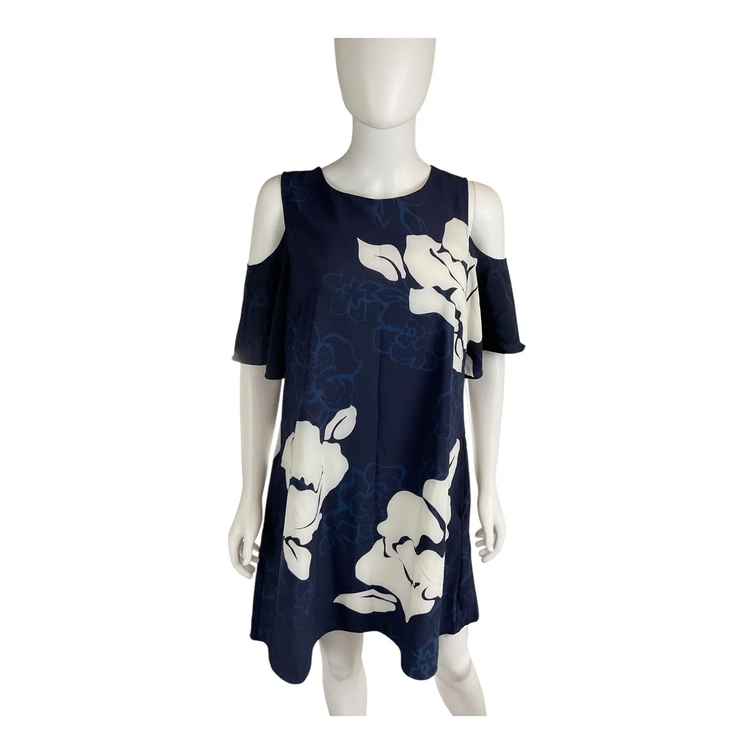 Navy‎ Floral Cold Shoulder Dress | Feminine Occasion Party - Image 3