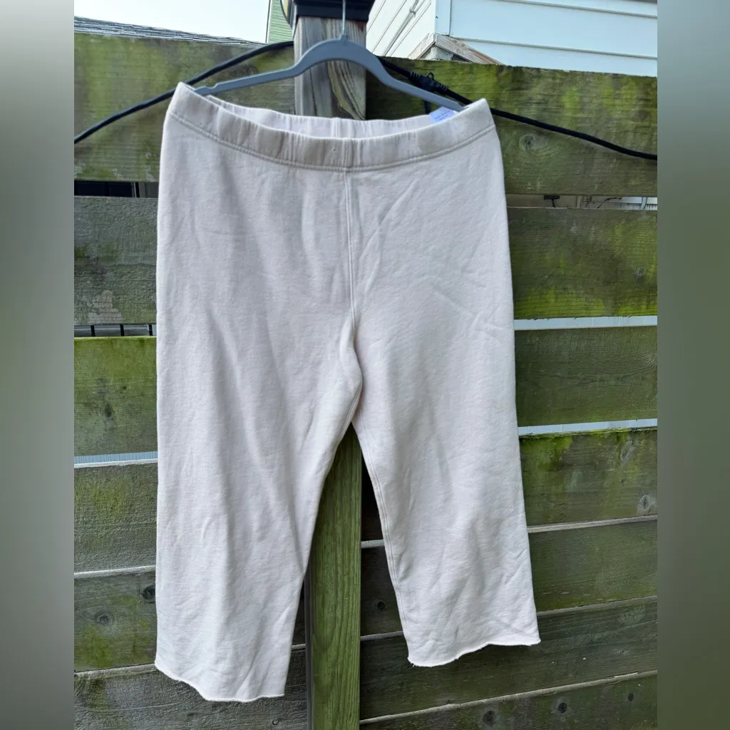 Frank & Eileen Pants Large Pink Catherine Cropped Triple Fleece $198 Sweatpants - Image 3
