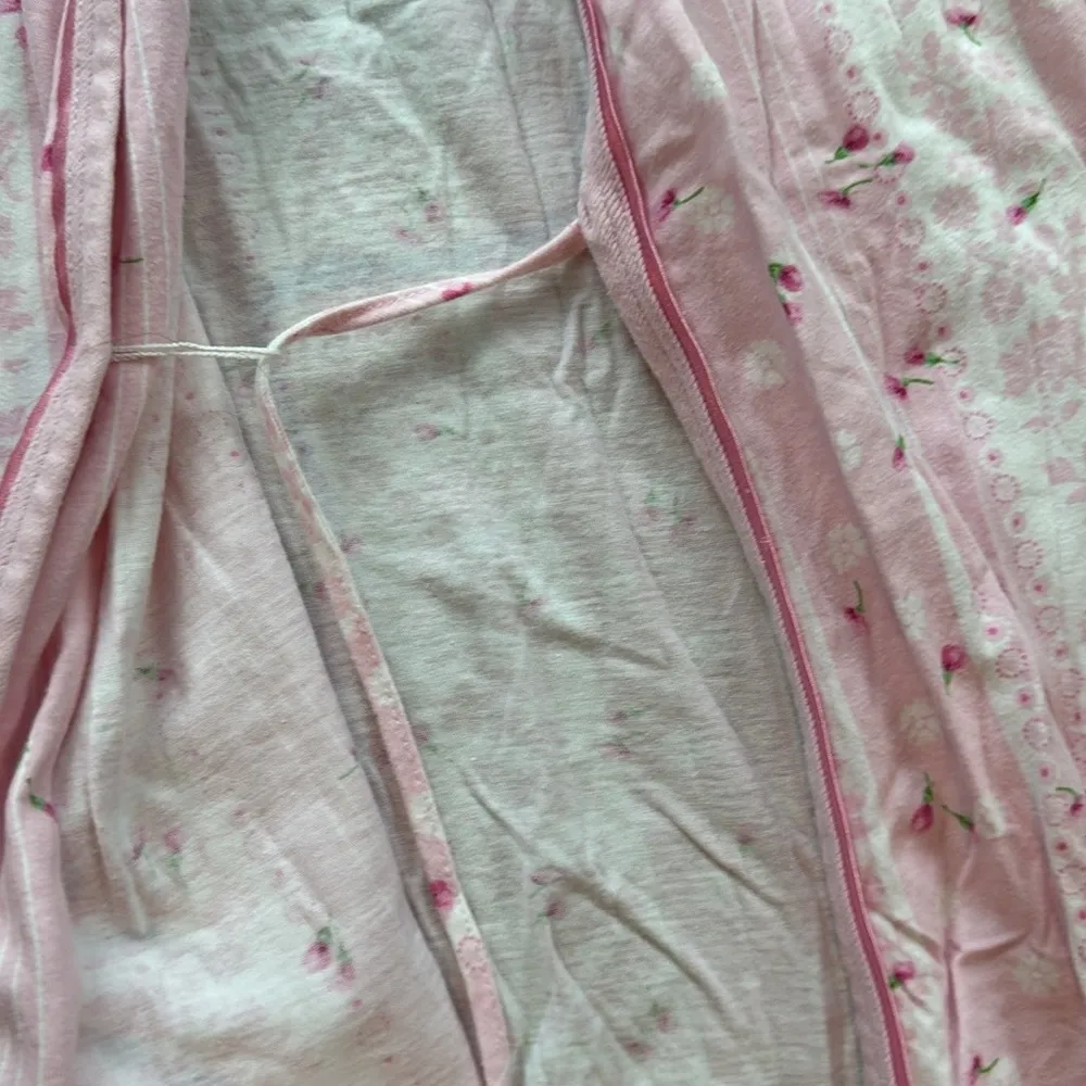 Vintage Earth Angels Floral Striped Robe Pink White Medium - Image 3