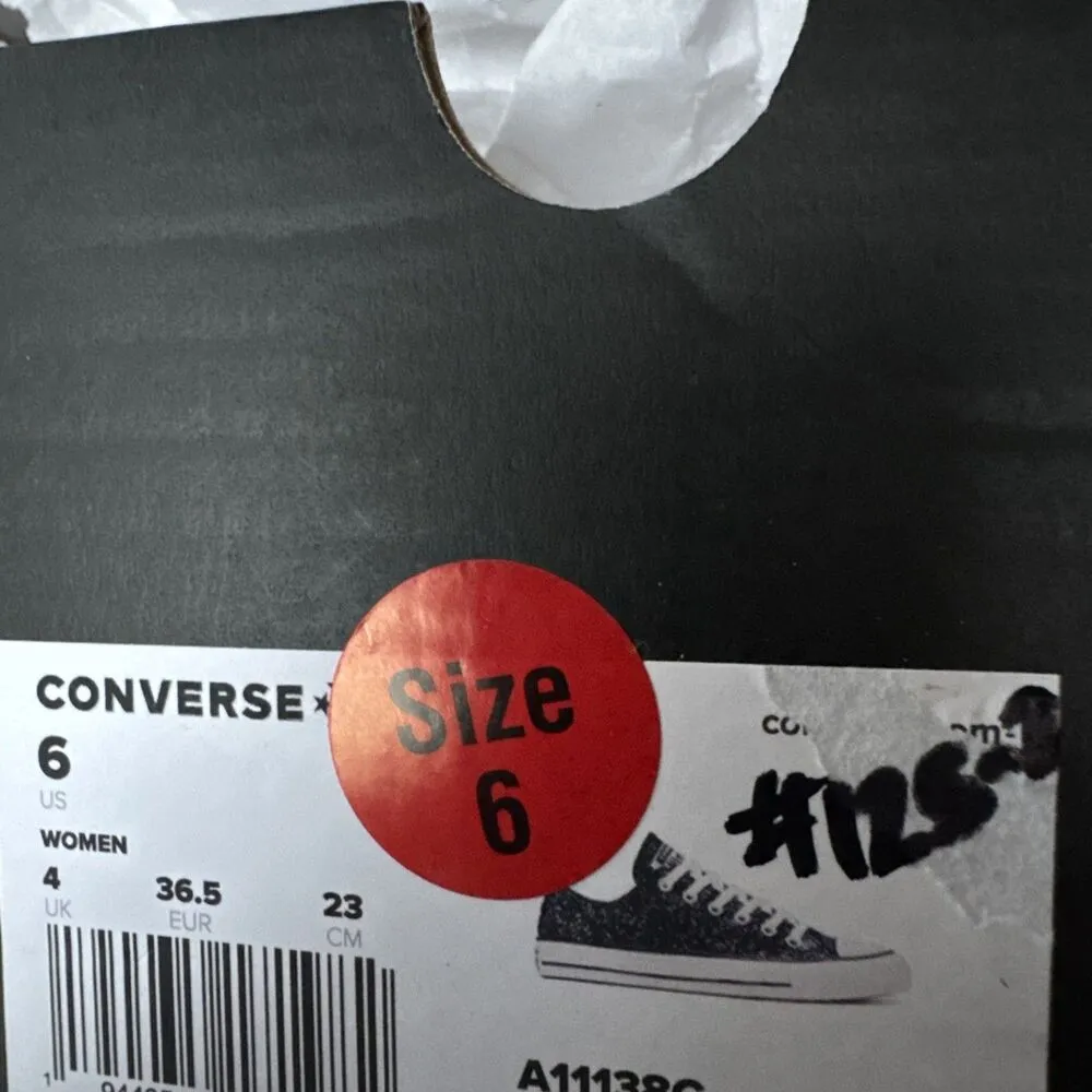 Converse Chuck Taylor All Star OX Low Top Black Glitter Sparkle Women's Size 6 - Image 8