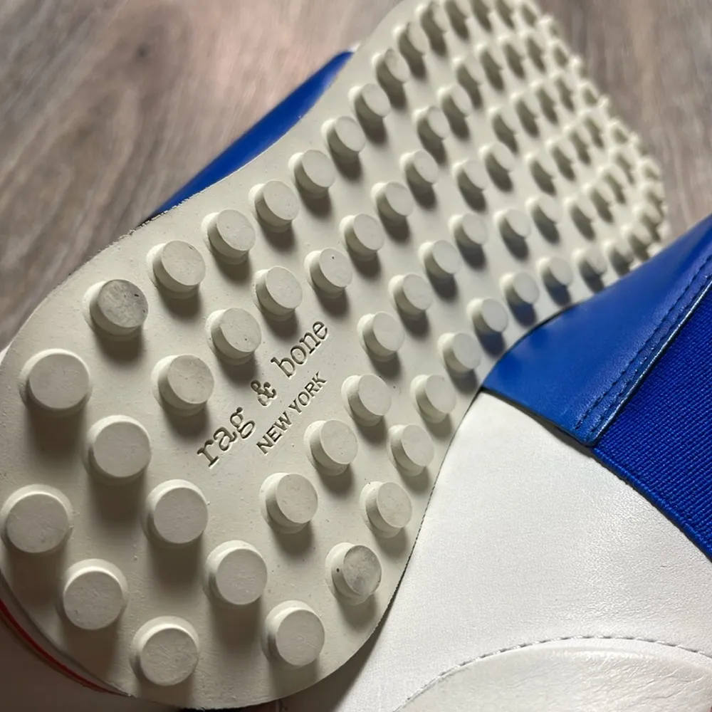 Rag & Bone Dylan Women’s Leather Elastic Runner in White & Blue Size 8.5 - Image 13
