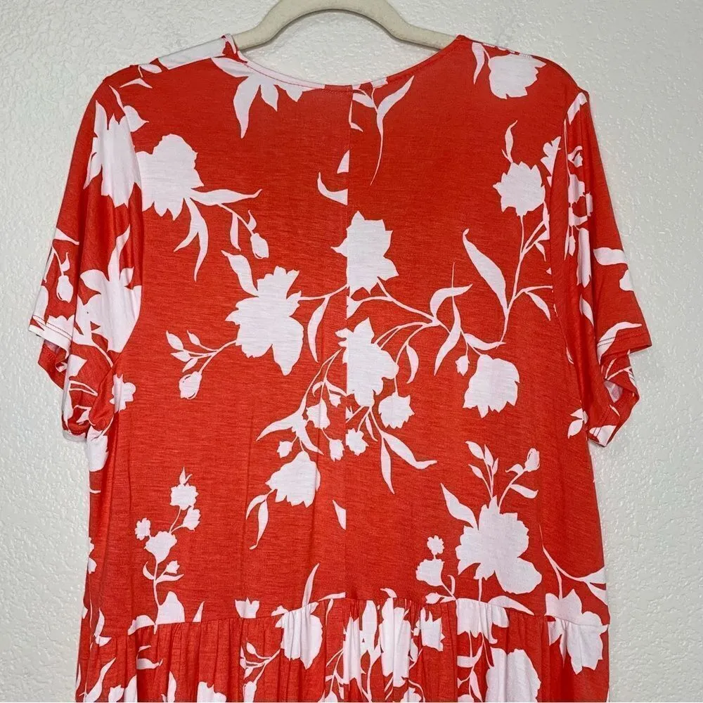 NWOT Lane Bryant Women’s Coral Floral Baby Doll Swing Tee - Image 7