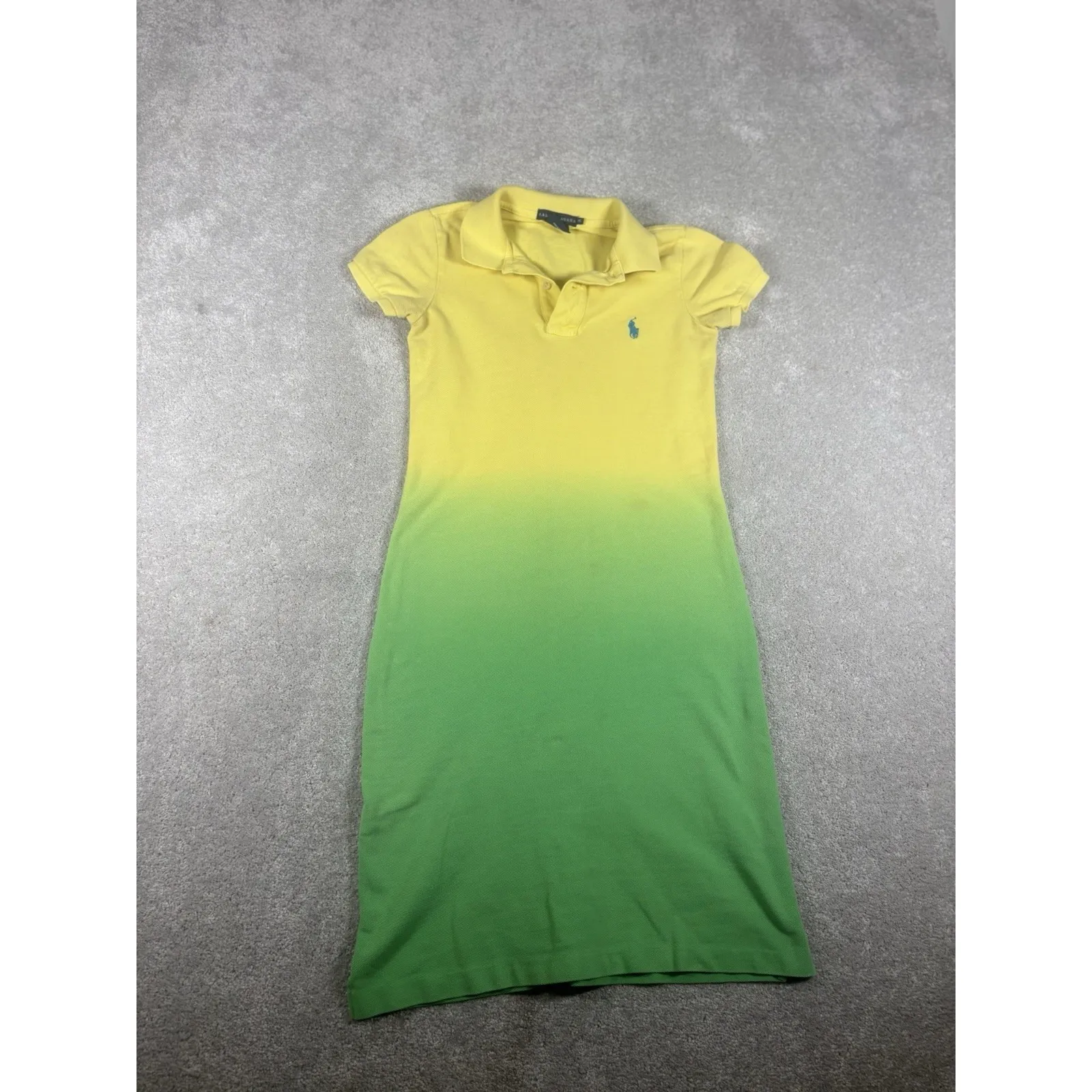 ralph lauren green yellow ombre polo dress xs (spots On Front Shown) - Image 2