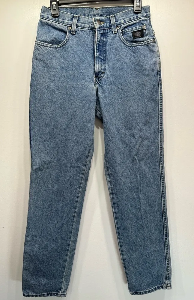 Harley Davidson Vintage 90’s Y2K Classic High Waist Denim Jeans Bikercore Blue Size 8 - Image 1