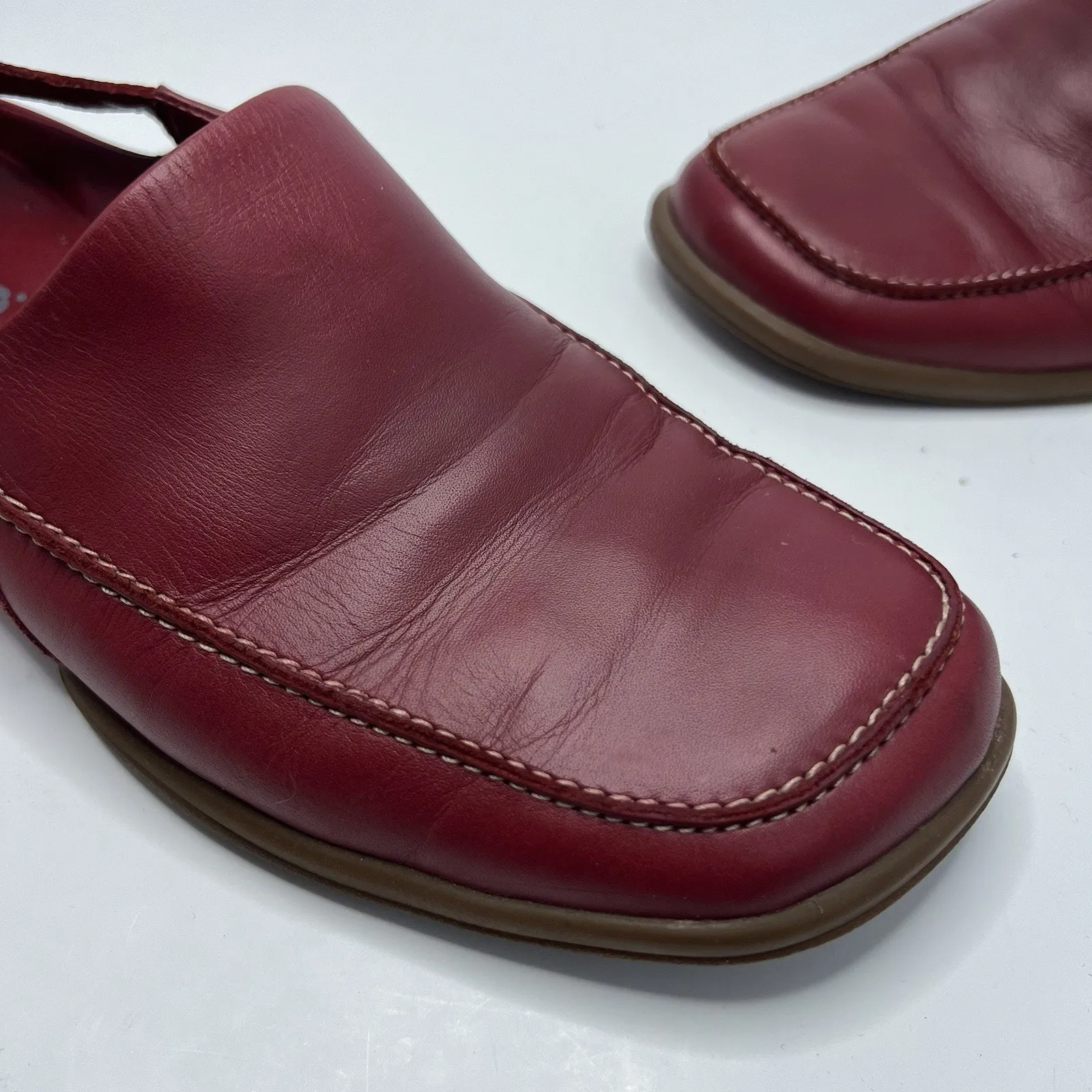 Ecco Shoe Red Maroon Leather Slingback Strap Buckle Sandal Comfort Closed Toe 6 - Image 5