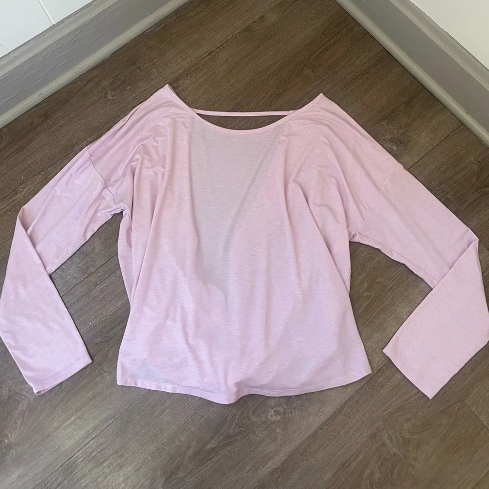 Gap Fit Long Sleeve Drapey Activewear Top Crossover Back Primrose Pink ~ Size XL - Image 3