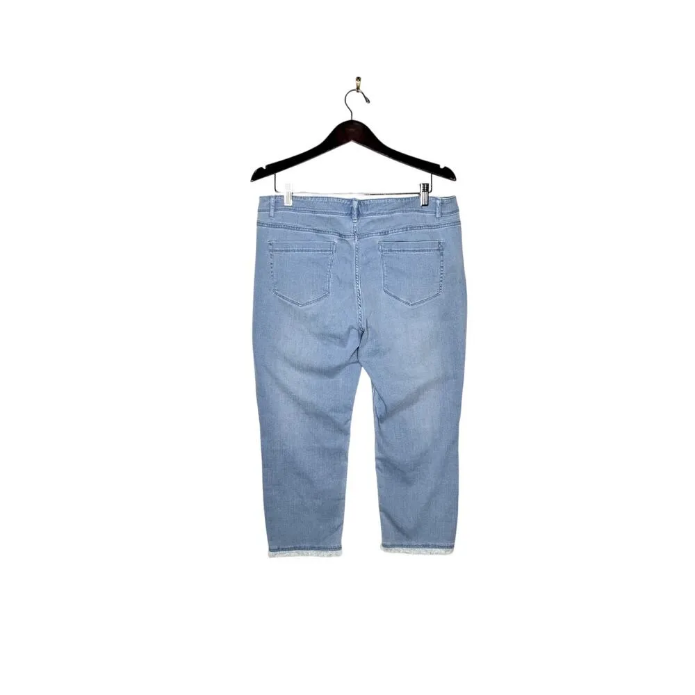 J.Jill size 14 cropped  denim blue  jeans raw hem zip fly casual everyday - Image 2