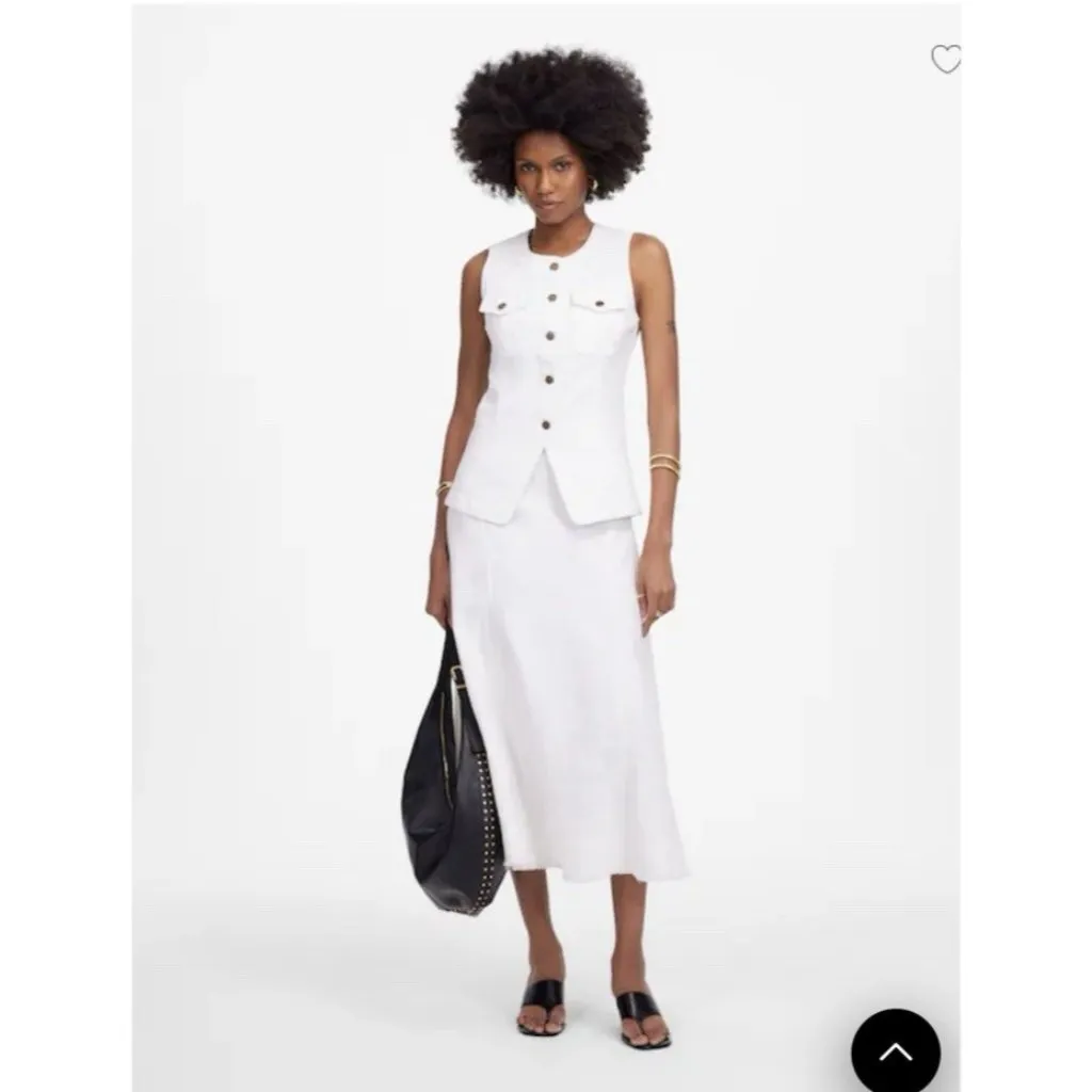 Madewell Denim High Crewneck Vest in Tile White Size 0 #NU424 - Image 5