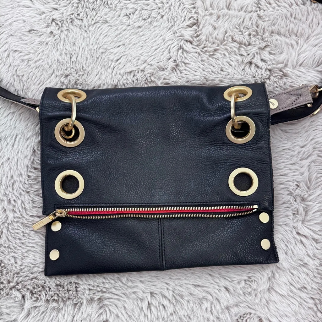 Hammitt Montana Reversible Pewter Black Leather Large Crossbody Gray - Image 4