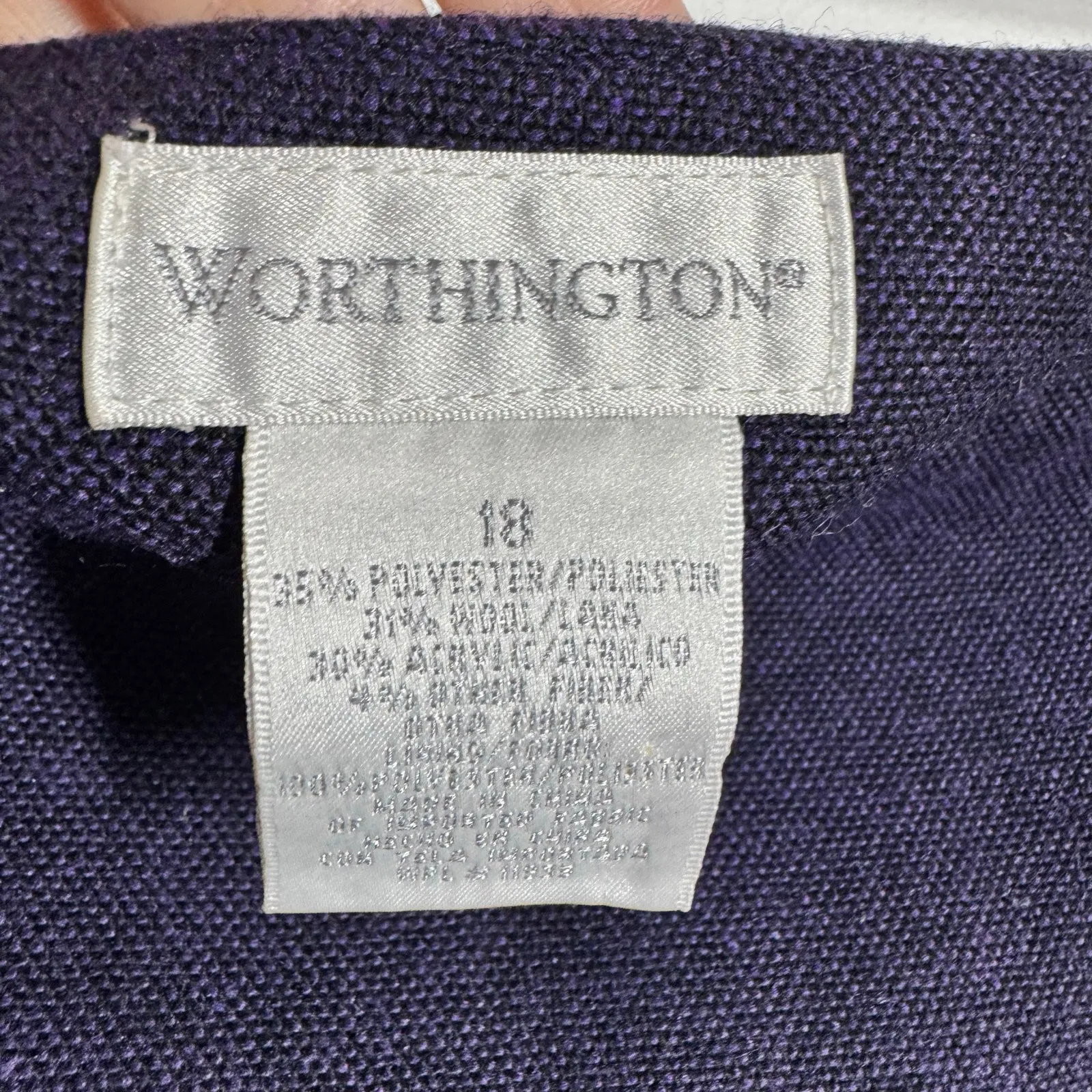 Worthington Boho Aztec Wrap Midi Skirt Women 18 Purple Fringe Wool Blend Lined - Image 3