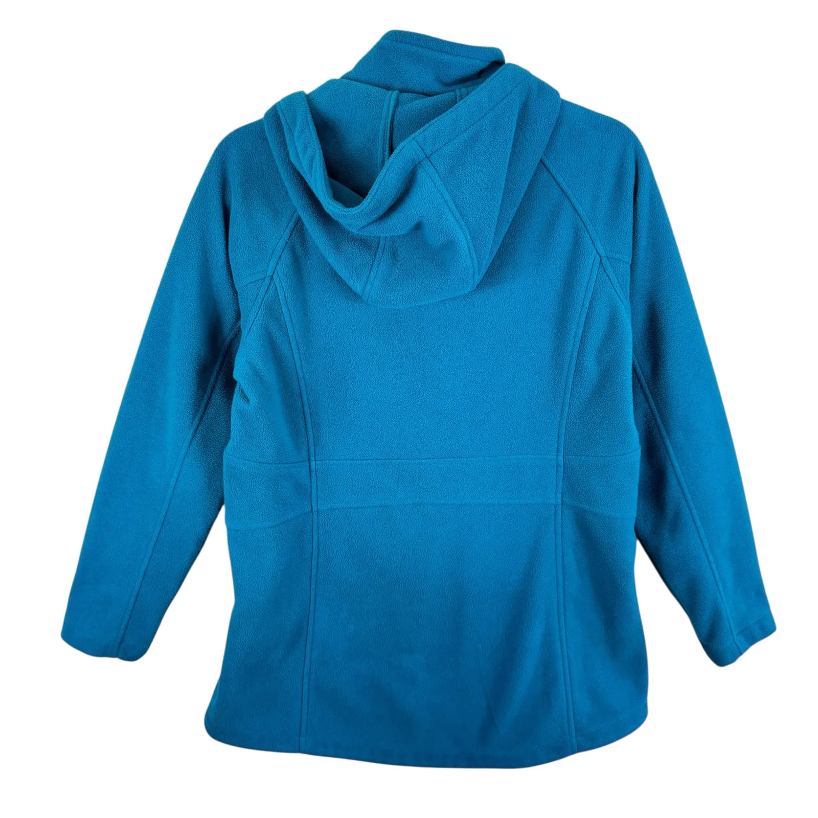 Duluth Trading Co. Shoreline Blue Teal Fleece Full Double Zipper Hooded Jacket S - Image 2