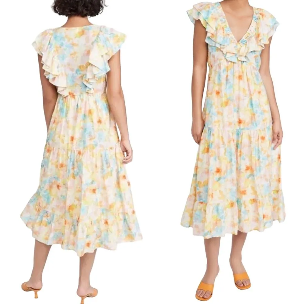 ROLLER RABBIT Ondine Dress Sandrio Floral Multicolor Pastels Cotton Silk Small - Image 12