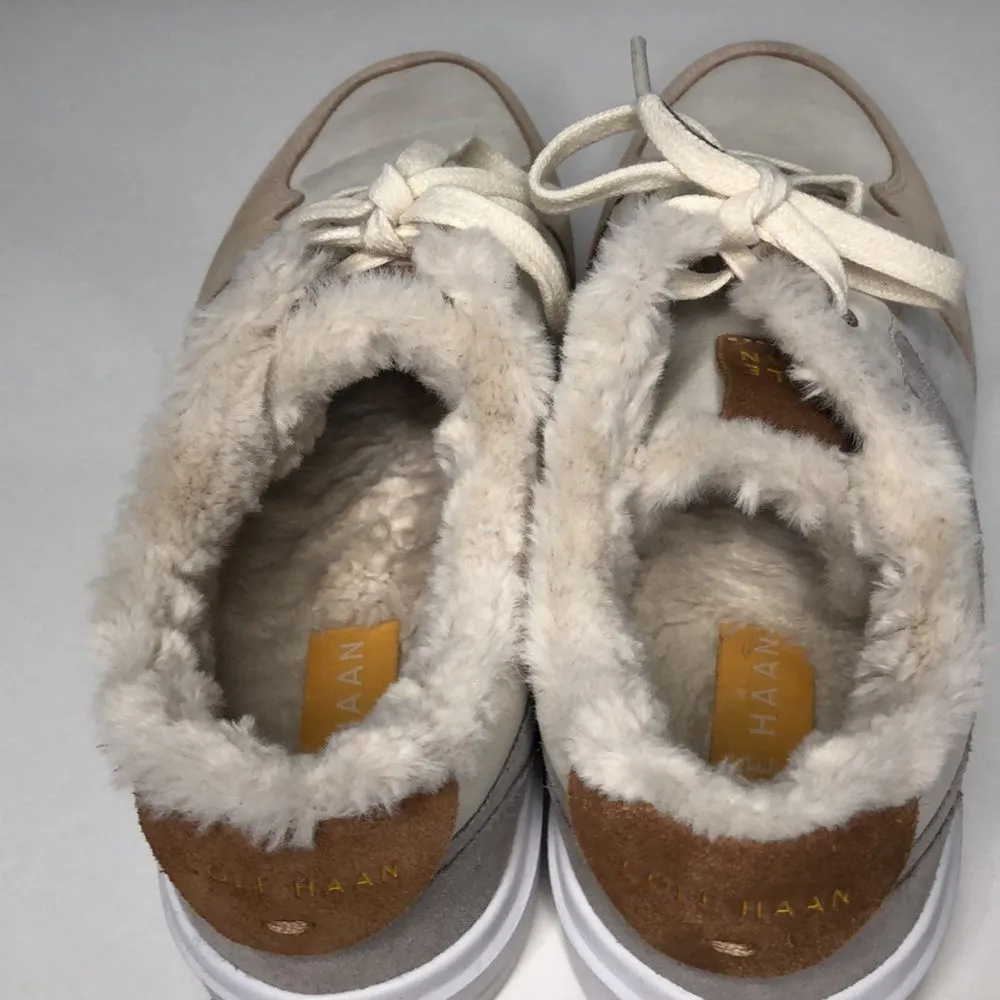 Cole Haan grand women's size 7.5 W27400 tan brown‎ grey with faux fur lining - Image 5