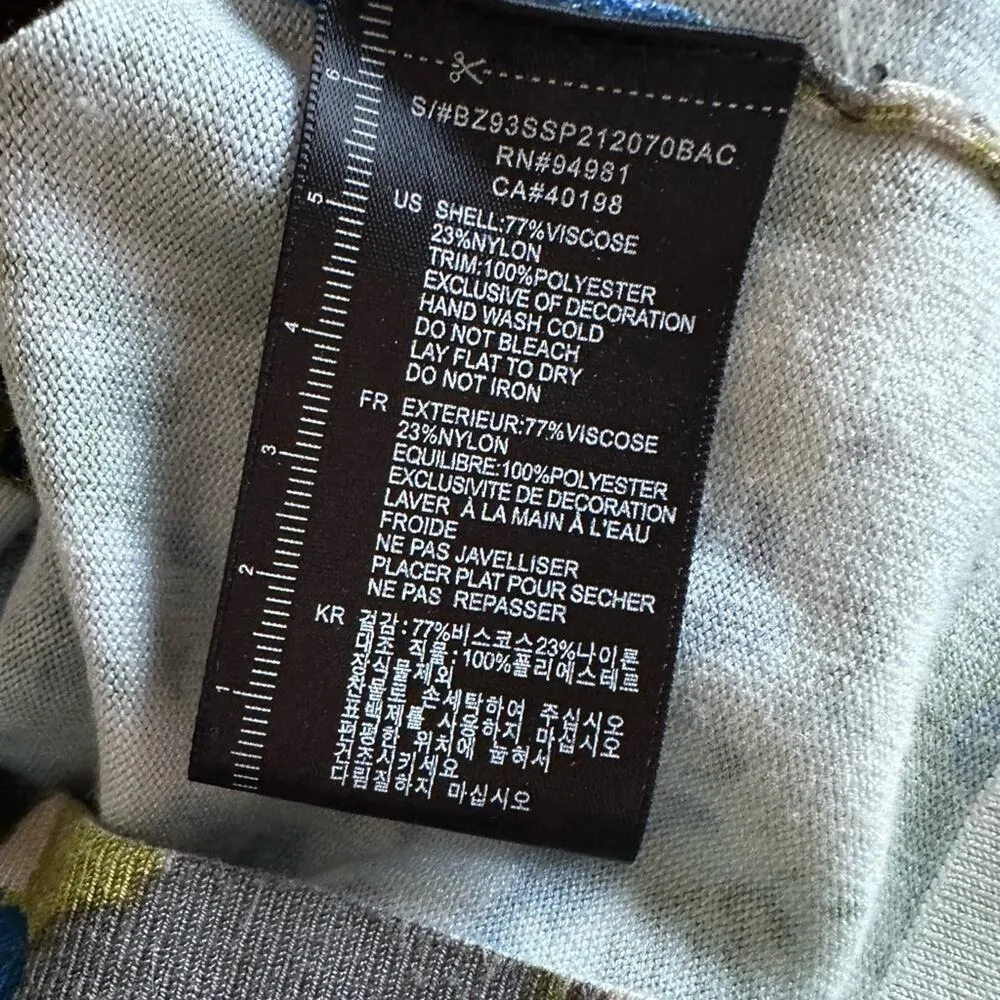 Vintage Green Camo Ruffle Full Zip Cardigan Twelve By Twelve LA Indie Artsy Boho Size M - Image 6