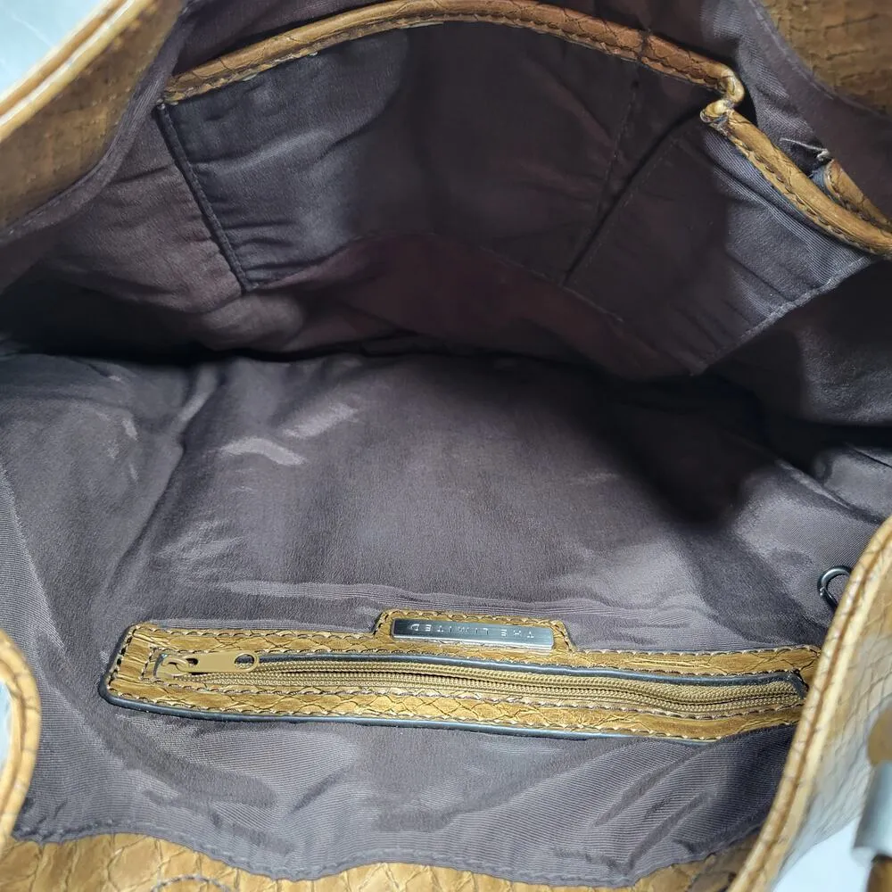 The Limited Purse Hobo Shoulder Bag Brown Snakeskin Big Stud Silver Faux Leather - Image 12