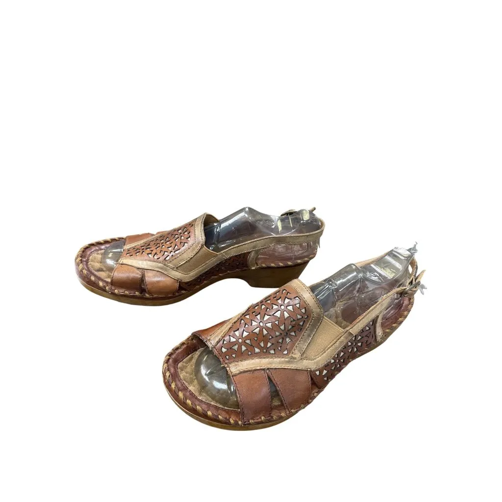 Ariat Womens Brown Leather Slingback Wedge Sandals Size 9.5B SKU 8840 - Image 3