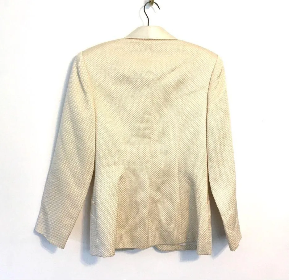 Vintage Wool & Silk Textured Ivory Blazer Suit Size 4 - Image 2