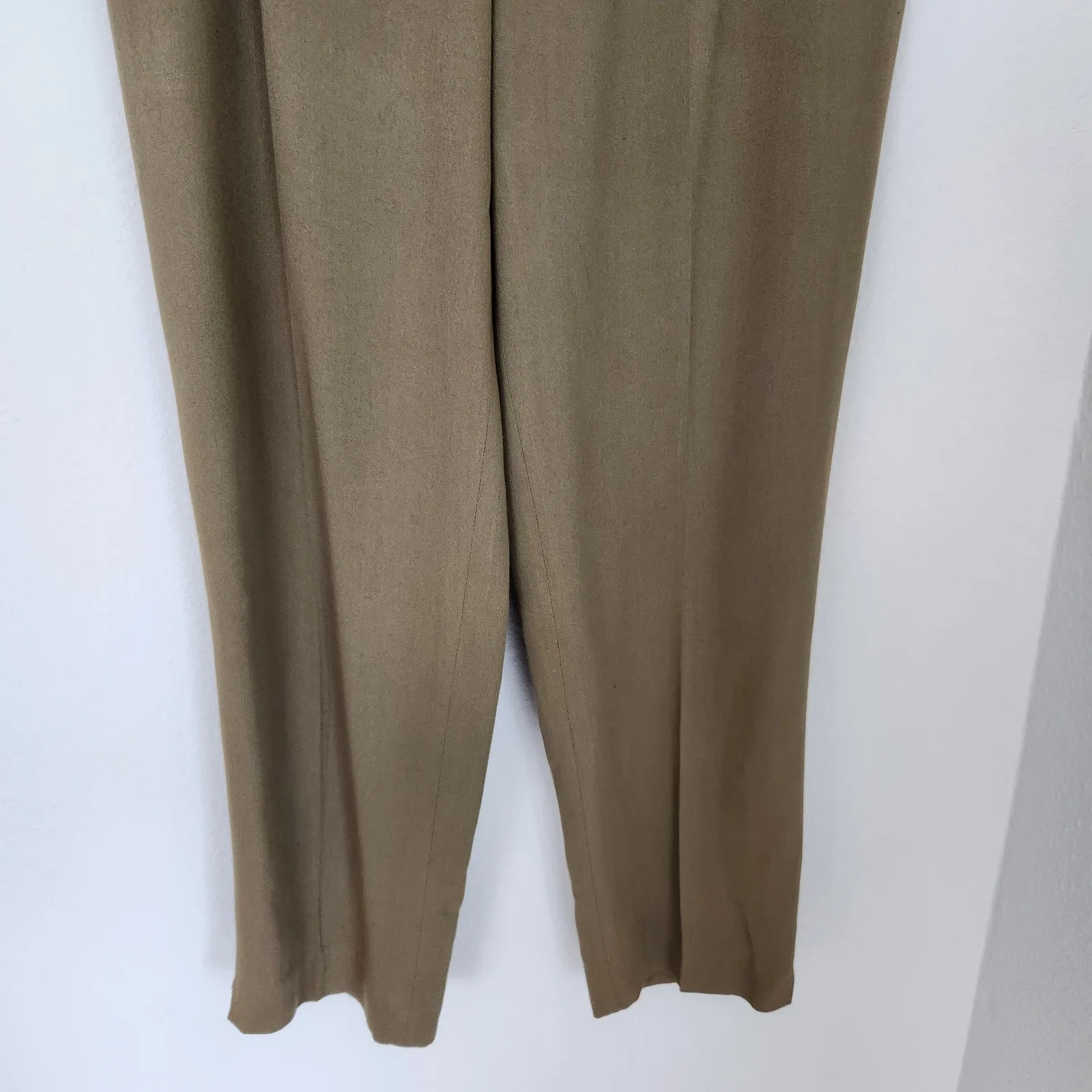Vintage Hillary Charles High Waisted Trousers Straight Leg Khaki Pants 4 Tan - Image 4