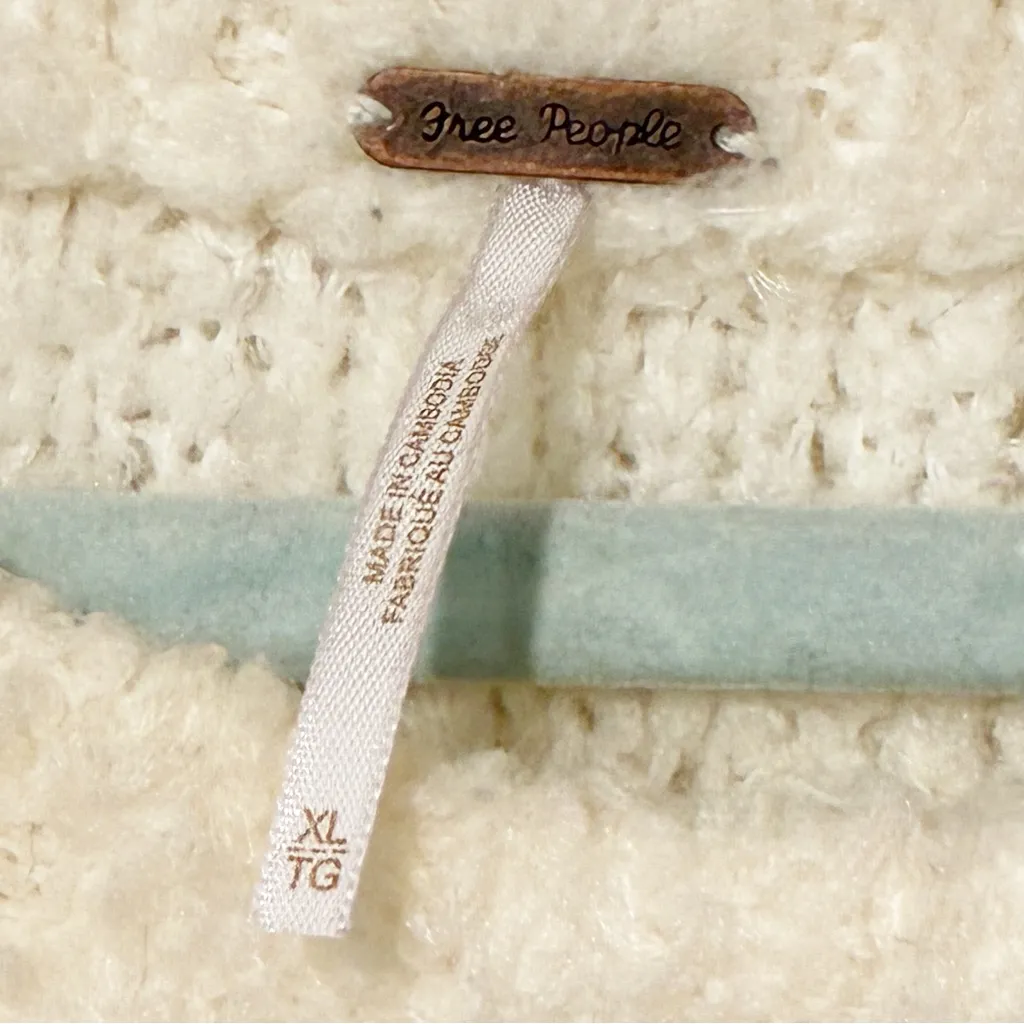 Free People Women's Cream Teddy Long-Sleeve Sweater Tunic Nubby Size XL - Image 4