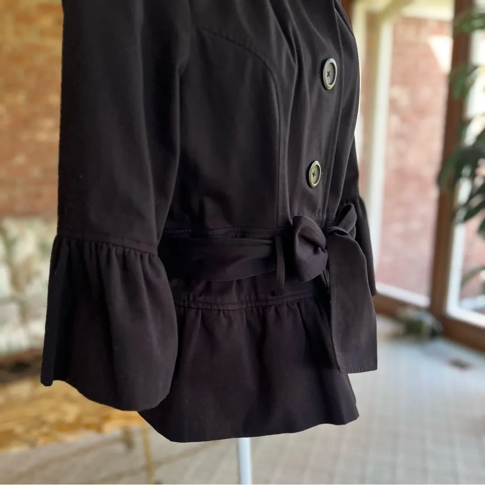 Guess  Jacket M Black Belted Peplum Bell Sleeve Lightweight - Image 12