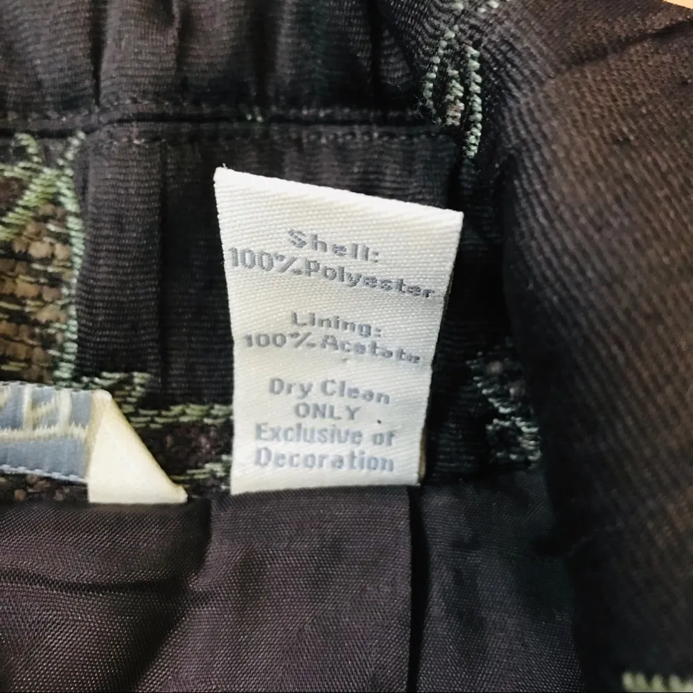 Trevan Flower Brocade Flyaway Jacket Brown Green Size 8 - Image 6