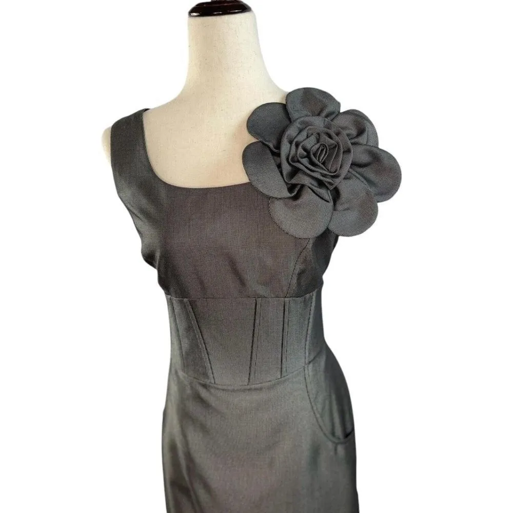 NWT Nue by Shani sleeves midi dress with flower appliqué and pockets size‎ 10 Black - Image 2