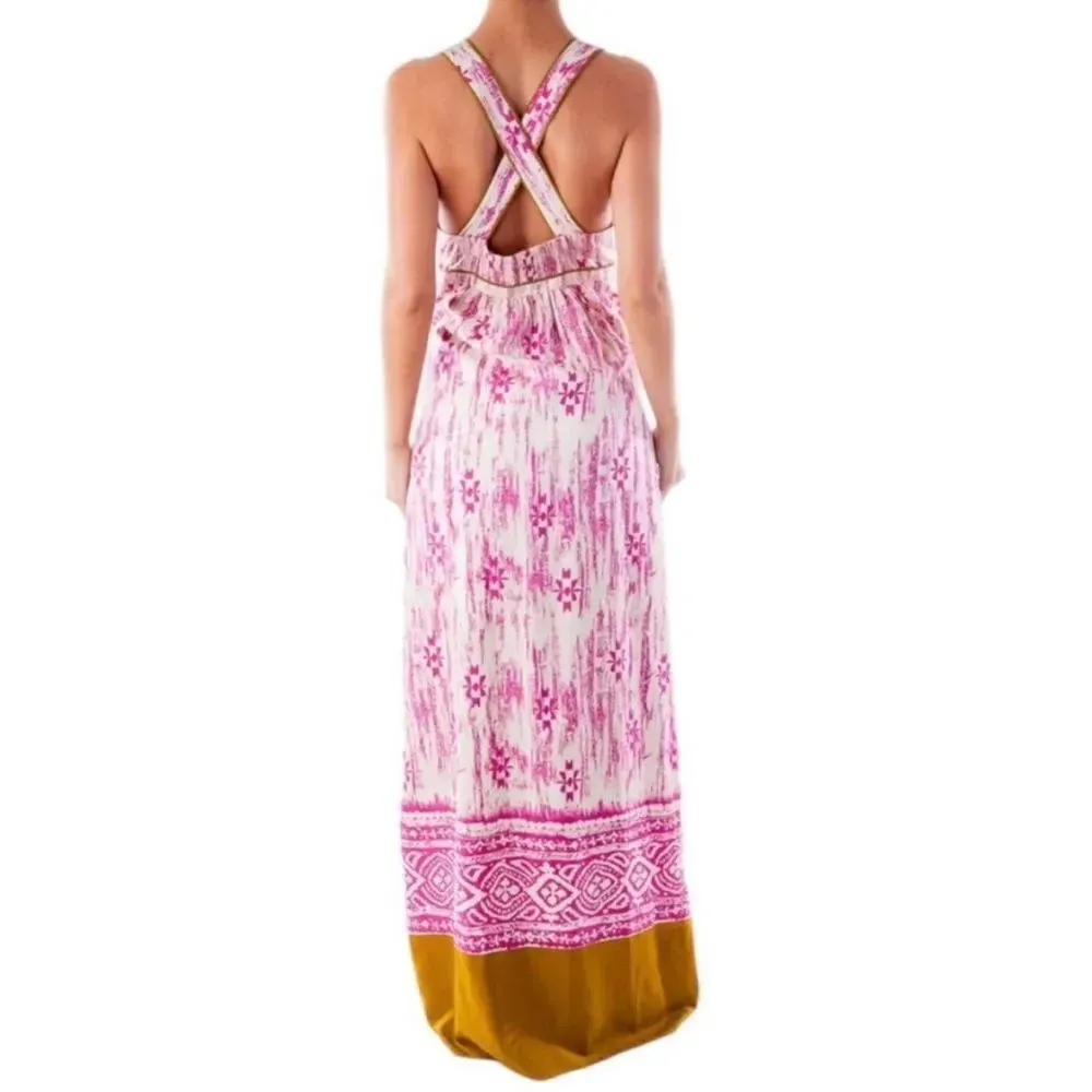 Ann Taylor LOFT 100% Silk Dress Abstract Ikat Pattern Long Maxi Dress Size 4 - Image 2