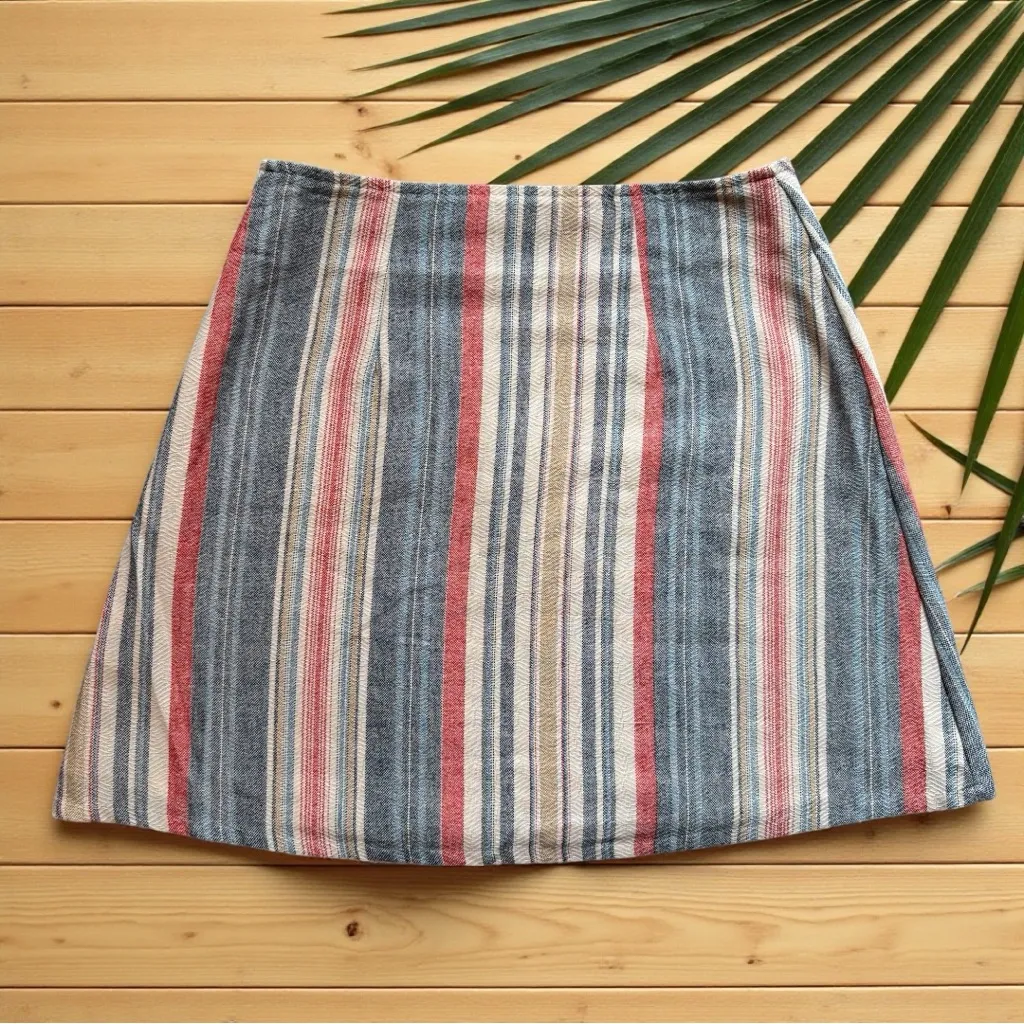 Anthropologie Porridge Clothing Striped Cotton Wrap Skirt - Size Small - Image 4