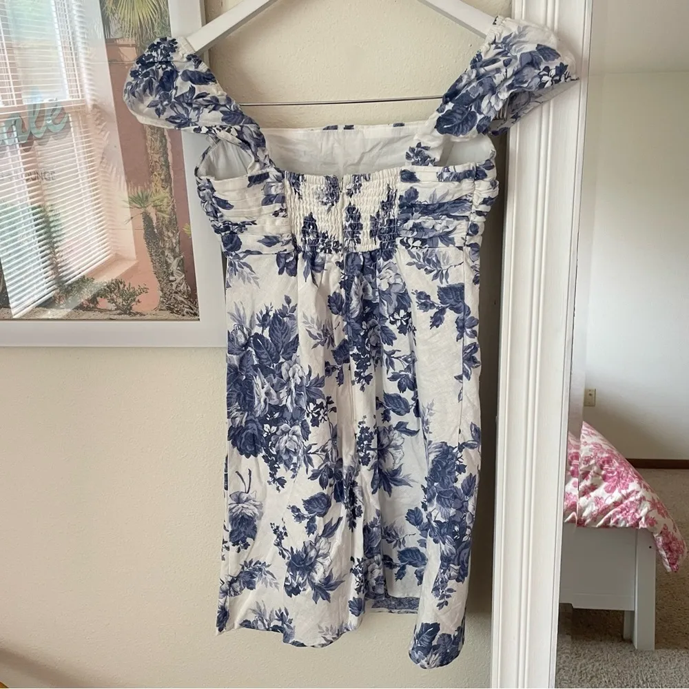 Abercrombie & Fitch Petite Emerson Cap Sleeve Linen Blend Mini Dress - Image 8